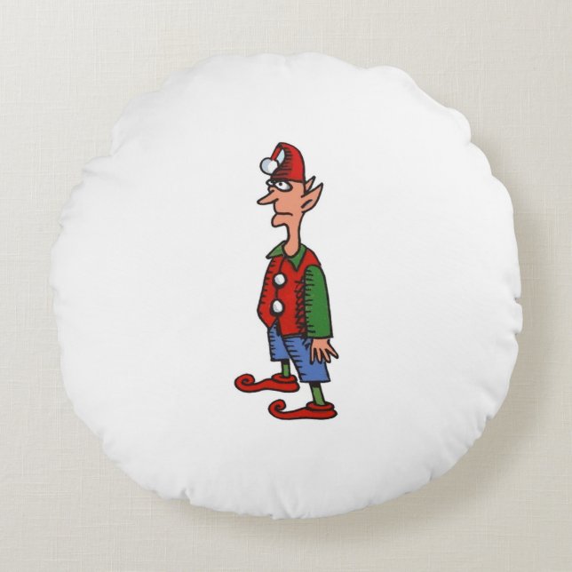 Elf Staande Op Aandacht Rond Groen Poly Kussen (Voorkant)