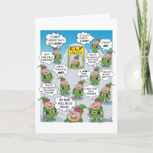 Elf van de maand feestdagen kaart (Voorkant)