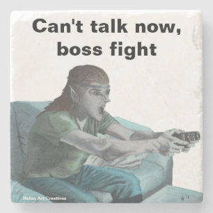 Elf Video Gamer Spelen Videogames Stone Onderzette Stenen Onderzetter