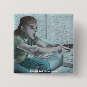 Elf Video Speler Fantasy Art Button (Voorkant)
