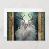 Elf Vrouw Met Antlers Fantasie Kunst Briefkaart (Voorkant / Achterkant)
