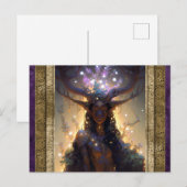 Elf Vrouw Met Antlers Fantasie Kunst Briefkaart (Voorkant / Achterkant)