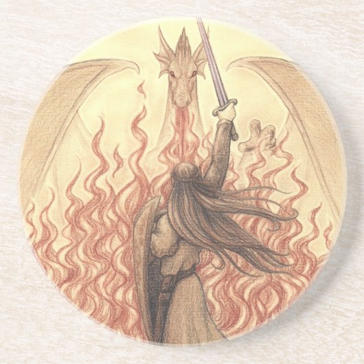 Elf vs Dragon Zandsteen Onderzetter (Voorkant)