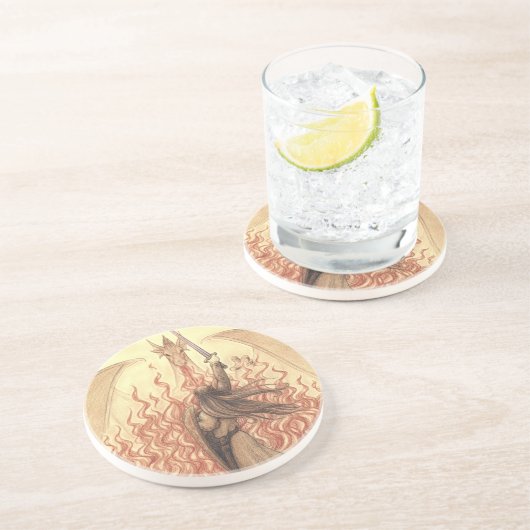 Elf vs Dragon Zandsteen Onderzetter (Zijkant)