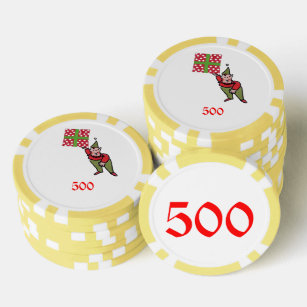 Elf w Polka Dot Cadeau jaune 500 jeton de poker ra