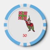 Elf w Polka Dot Gift lt blauw 50 gestreepte poker Chips (Voorkant)