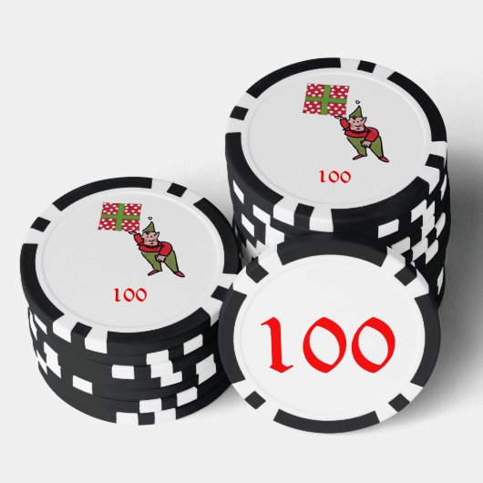 Elf w Polka Dot Gift zwart 100 gestreepte pokerchi Poker Chips (Opstapeling)