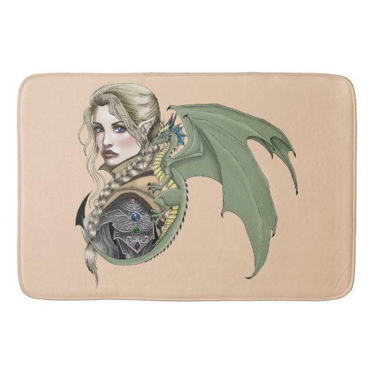 Elf Warrior Dragon Fantasy Badmat (Voorkant)