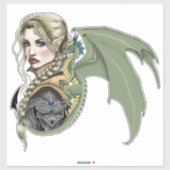 Elf Warrior Dragon Fantasy Sticker (Vel)
