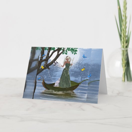 Elf & White Chat sur une carte d'Imaginaire feuill (Devant)