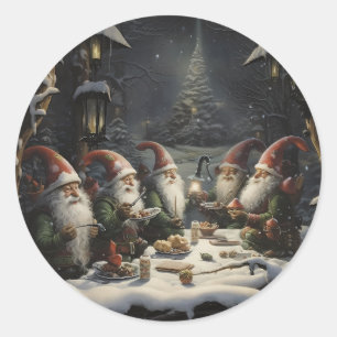 Elf Winter Diner in de Bossen Kerst Elfen Ronde Sticker