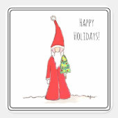 Elf with Tree Vierkante Sticker (Voorkant)