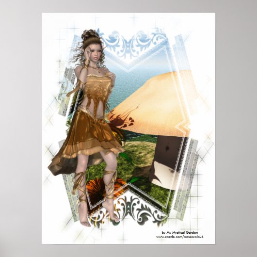 Elfe avec Champignons D1 Designs Poster Imprimer (Devant)