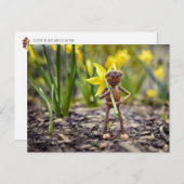 Elfe d'Acorn avec carte postale de jonquille (Devant / Derrière)