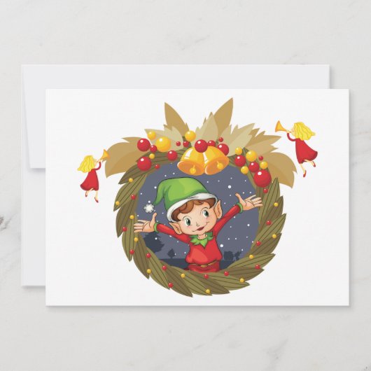 Elfe Dans Une Guirlande De Noël Invitations (Devant)