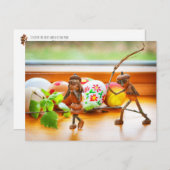 Elfe de maïs avec bâton de Pâques Carte postale de (Devant / Derrière)