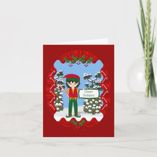 Elfe de Noël avec carte Sucre de canne (Devant)