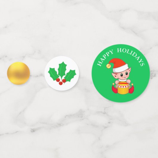 Elfe de Noël, baie sainte et table d'or Confetti (Derrière)