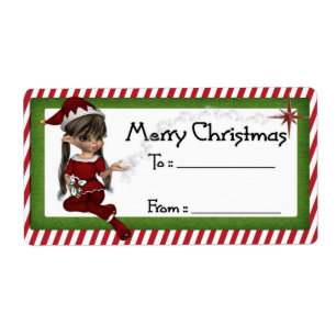 Elfe de Noël D3 :: Imaginaire Étiquette cadeau de
