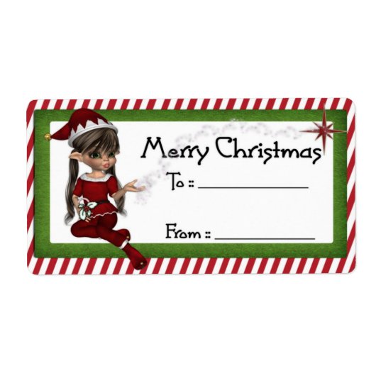 Elfe de Noël D3 :: Imaginaire Étiquette cadeau de (Devant)