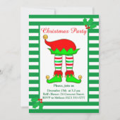 Elfe de Noël sur Green White Party Invitation (Devant)