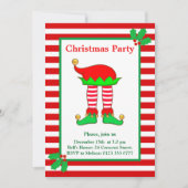 Elfe de Noël sur invitation de fête rouge et blanc (Devant)