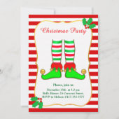 Elfe de Noël sur Red White Party Invitation (Devant)