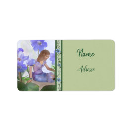 Elfe im Blumenbeet Adressaufkleber Etiket