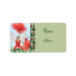 Elfe im Blumenbeet Adressaufkleber Etiket