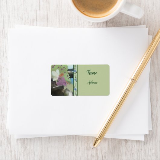 Elfe im Blumenbeet Adressaufkleber Etiket (Insitu)