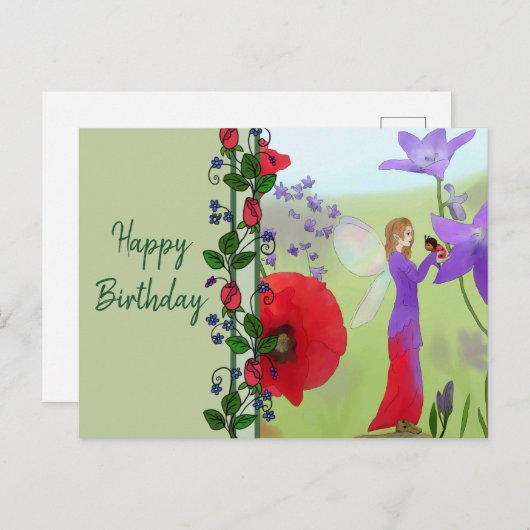 Elfe im Blumenbeet Briefkaart (Voorkant / Achterkant)