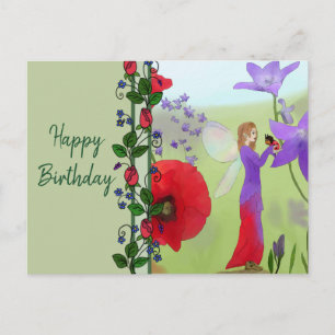 Elfe im Blumenbeet Briefkaart