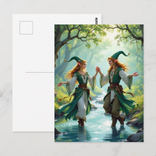 Elfen dansen briefkaart (Voorkant / Achterkant)