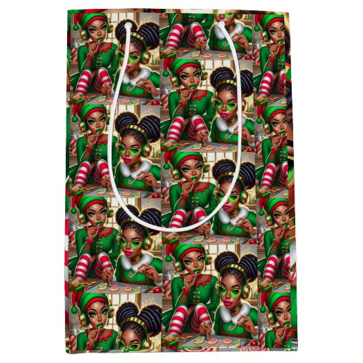 Elfen eten goodies medium cadeauzakje (Voorkant)