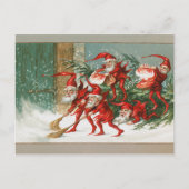 Elfen in Rode Merry Christmas Custom Note Briefkaart (Voorkant)