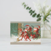 Elfen in Rode Merry Christmas Custom Note Briefkaart (Staand voorkant)