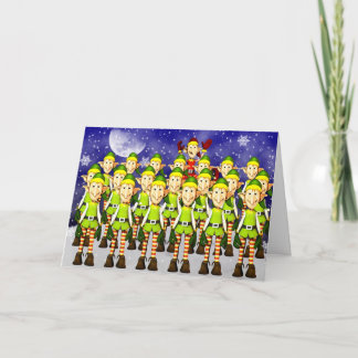 Elfen, stout, schoolfoto, sneeuwkerstkaart feestdagen kaart