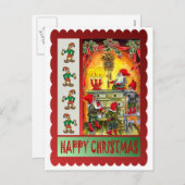 Elfen thuis feestdagenkaart (Voorkant / Achterkant)