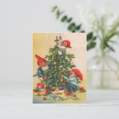 Elfen versieren kerstboom feestdagenkaart (Staand voorkant)