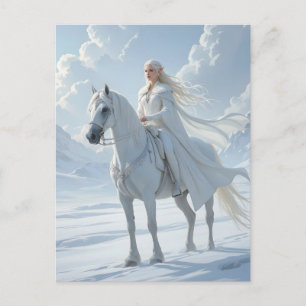 Elfenkoningin rijdend op een wit paard briefkaart