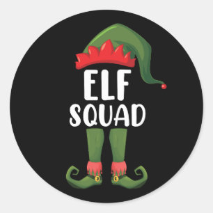 Elfenteam Grappige Familie Kerst Matching Ronde Sticker