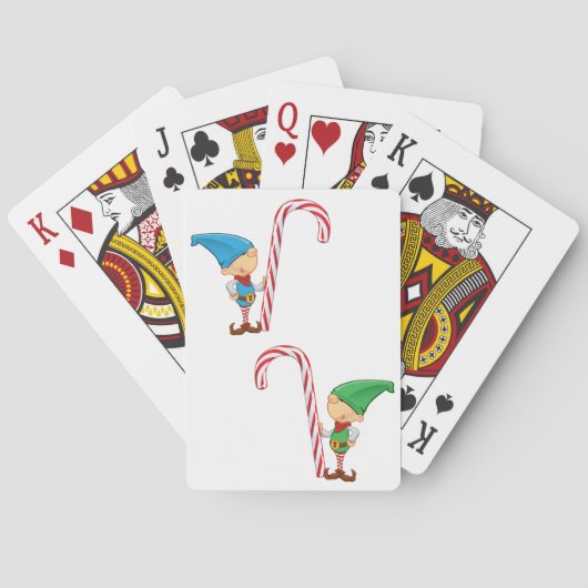 Elfes avec des cartes de jeu de sucres de canne (dos)