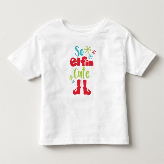 Elfin Cute, Elf Shoes, Snowflakes, Kerstmis Kinder Shirts (Voorkant)