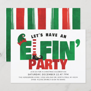 Elfin Feest - Grappige Kerstfeest Uitnodiging