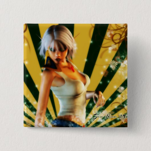 Elfin-model Vierkante Button 5,1 Cm (Voorkant)