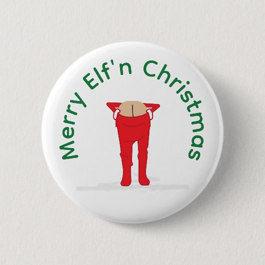 Elf'n Elf Moon Kerstmis Ronde Button 5,7 Cm (Voorkant)