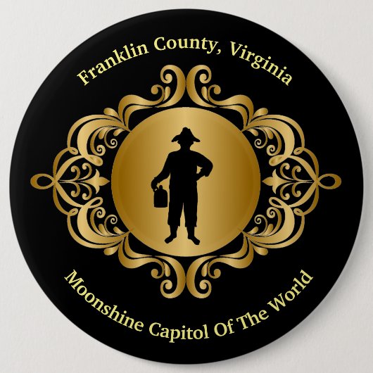 Elgant Black en Gold Moonshine Button (Voorkant)