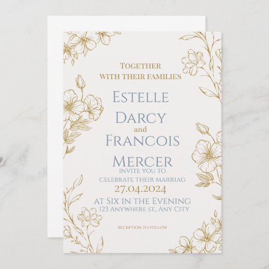 Elgant customizable wedding invitation (Devant / Derrière)