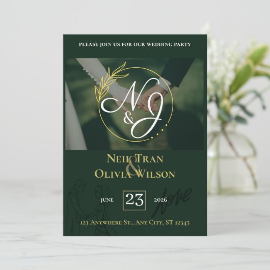 Elgant Customizable wedding invitation (Debout devant)