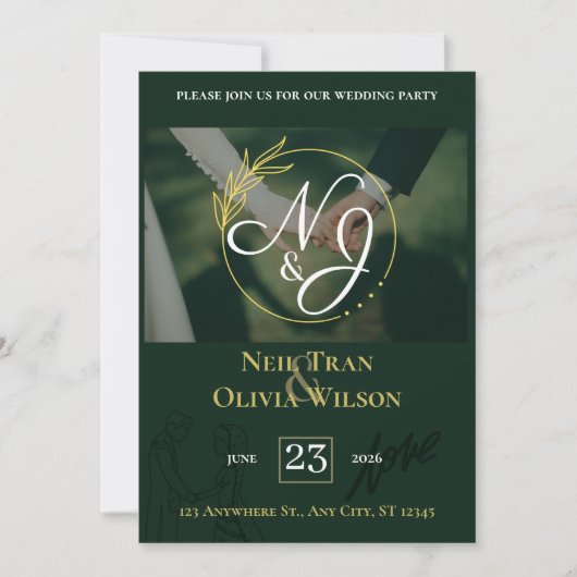 Elgant Customizable wedding invitation Bedankkaart (Voorkant)